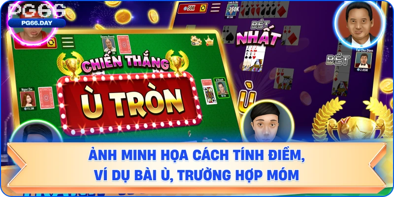 ảnh minh họa cách tính điểm, ví dụ bài Ù, trường hợp Móm